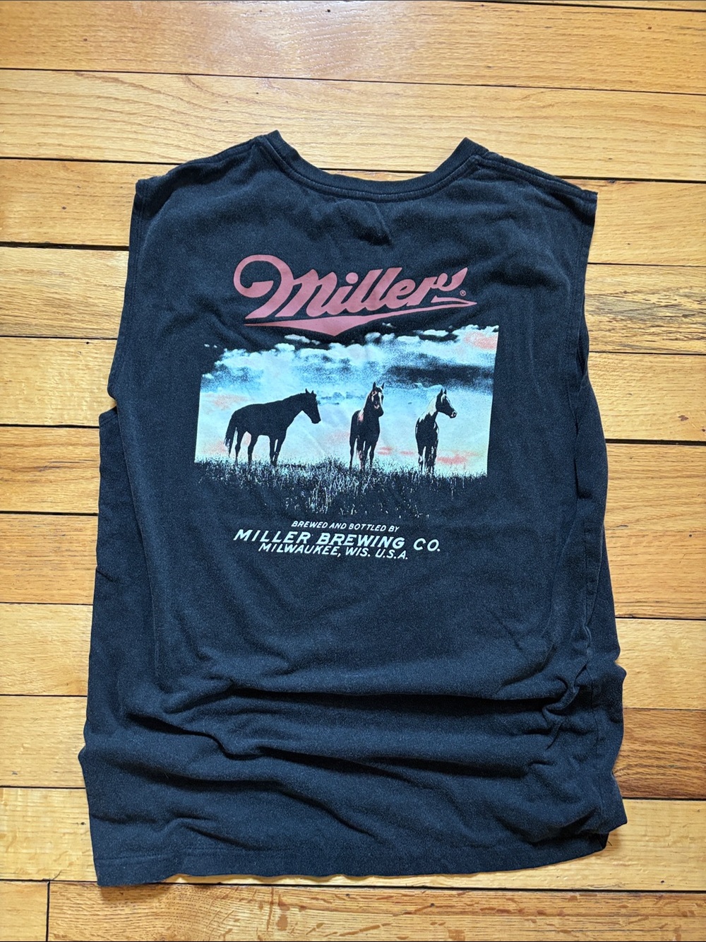 Gildan Black Tank Top with Miller Horse Graphic